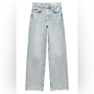 Rag & Bone Shea Embellished High-Rise Relaxed Straight-Leg Full Length Jeans